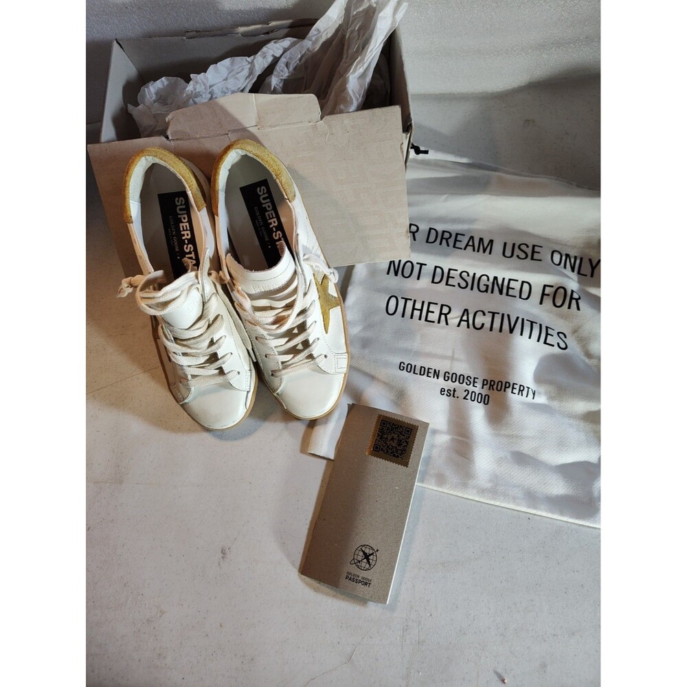 Golden Goose Superstar Tennis Shoes Size 38, White/Gold Star, Made in Italy
